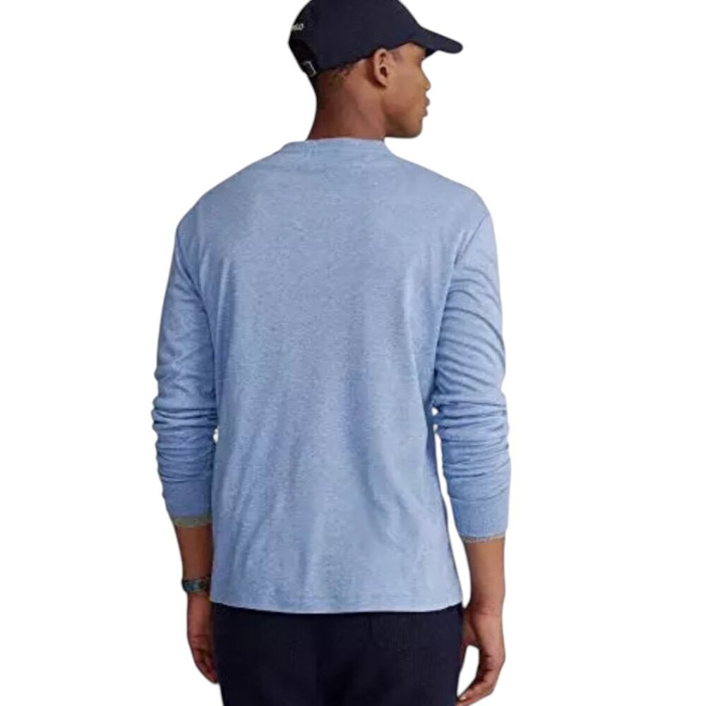 NWT POLO RALPH LAUREN LONG SLEEVE BLUE PREMIUM 100% COTTON CLASSIC SPORTY MEDIUM - Picture 3 of 7